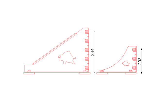 Technický výkres porovnávající dva systémy sněhových zábran PREFA: Obrázek ukazuje boční pohledy na standardní systém sněhových zábran PREFA a systém sněhových zábran PREFA XL. Výšky systémů jsou uvedeny jako 344 mm pro systém XL a 203 mm pro standardní systém. Tento obrázek zdůrazňuje rozdíly ve velikosti a potenciálního využití systémů sněhových zábran pro efektivní zadržování sněhu na střechách a prevenci sesuvu sněhu ze střech.