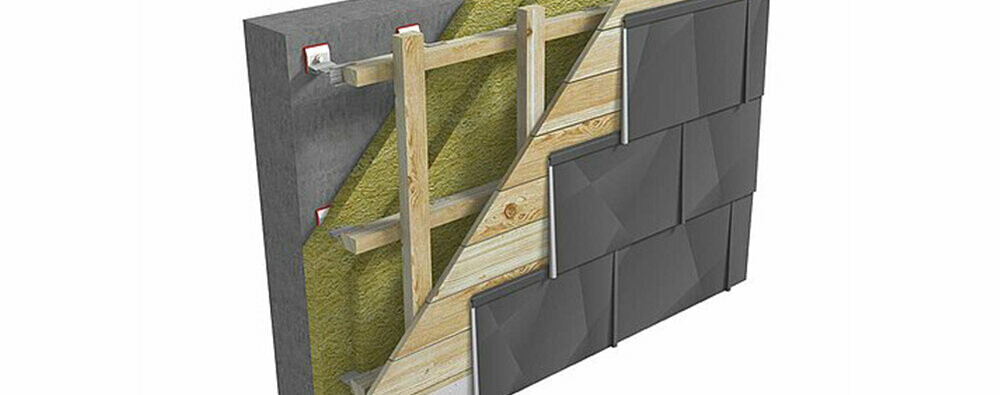 Verlegung von Fassadenpaneel FX.12 auf Vollschalung