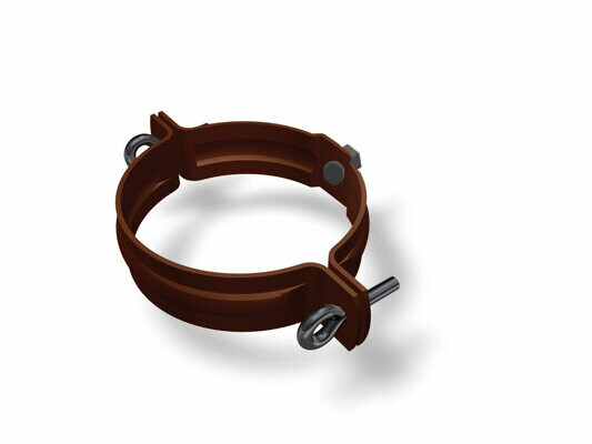 PREFA objímka k zaúsťovacímu kanalizačnímu svodu, tmavě hnědá, Ø 80, 100, 120 mm, stabilní upevnění pro montáž svodu.