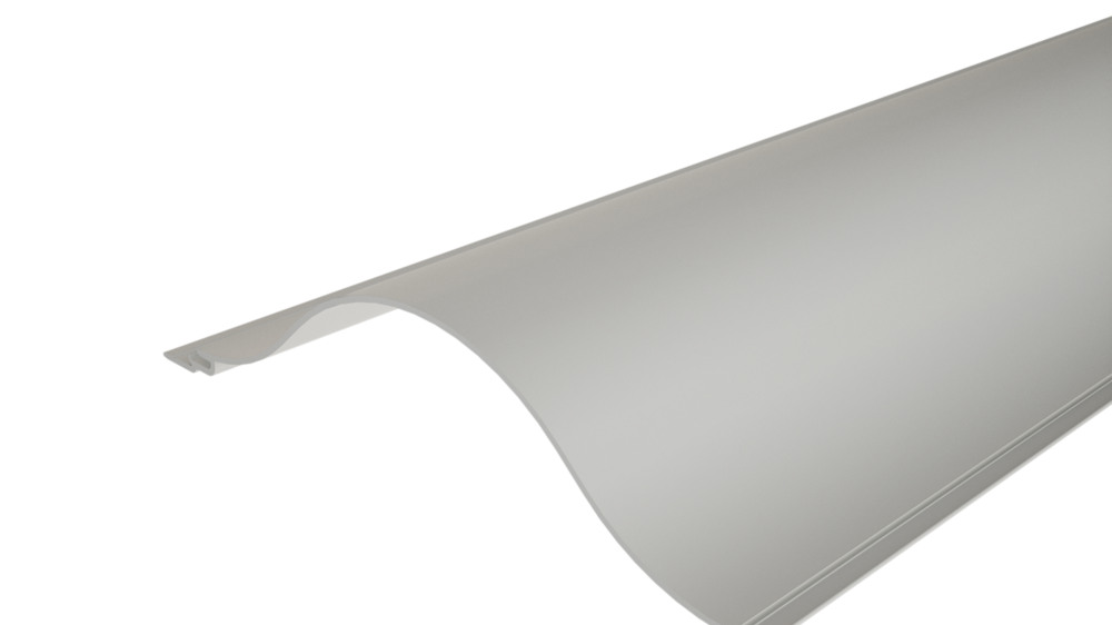 Profil PREFA Welle 44/200 s charakteristickým vlnitým povrchem použitý na fasádě / balkonovém obkladu.